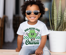 Load image into Gallery viewer, Checkered Who Needs Luck Tee
