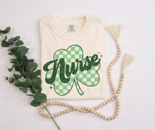 Load image into Gallery viewer, Checkered Shamrock Nurse Tee
