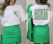 Load image into Gallery viewer, Checkered Lucky to Be A Nurse Tee w/ Pocket & Back