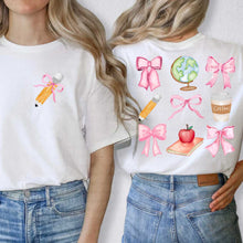 Load image into Gallery viewer, Pink Bow Globe and Coffee Back - DTF Transfer