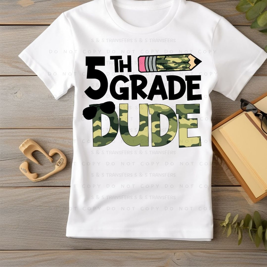 Camo Fifth Grade Dude - DTF Transfer