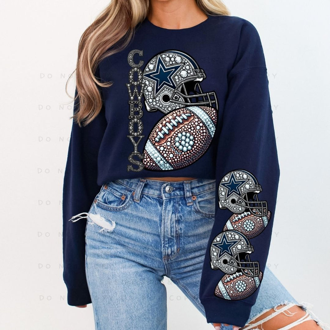 Rhinestone Football Star Team Sleeve - DTF Transfer