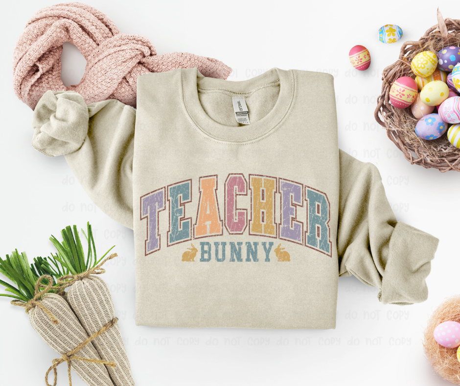 Teacher Bunny - Distressed - DTF Transfer