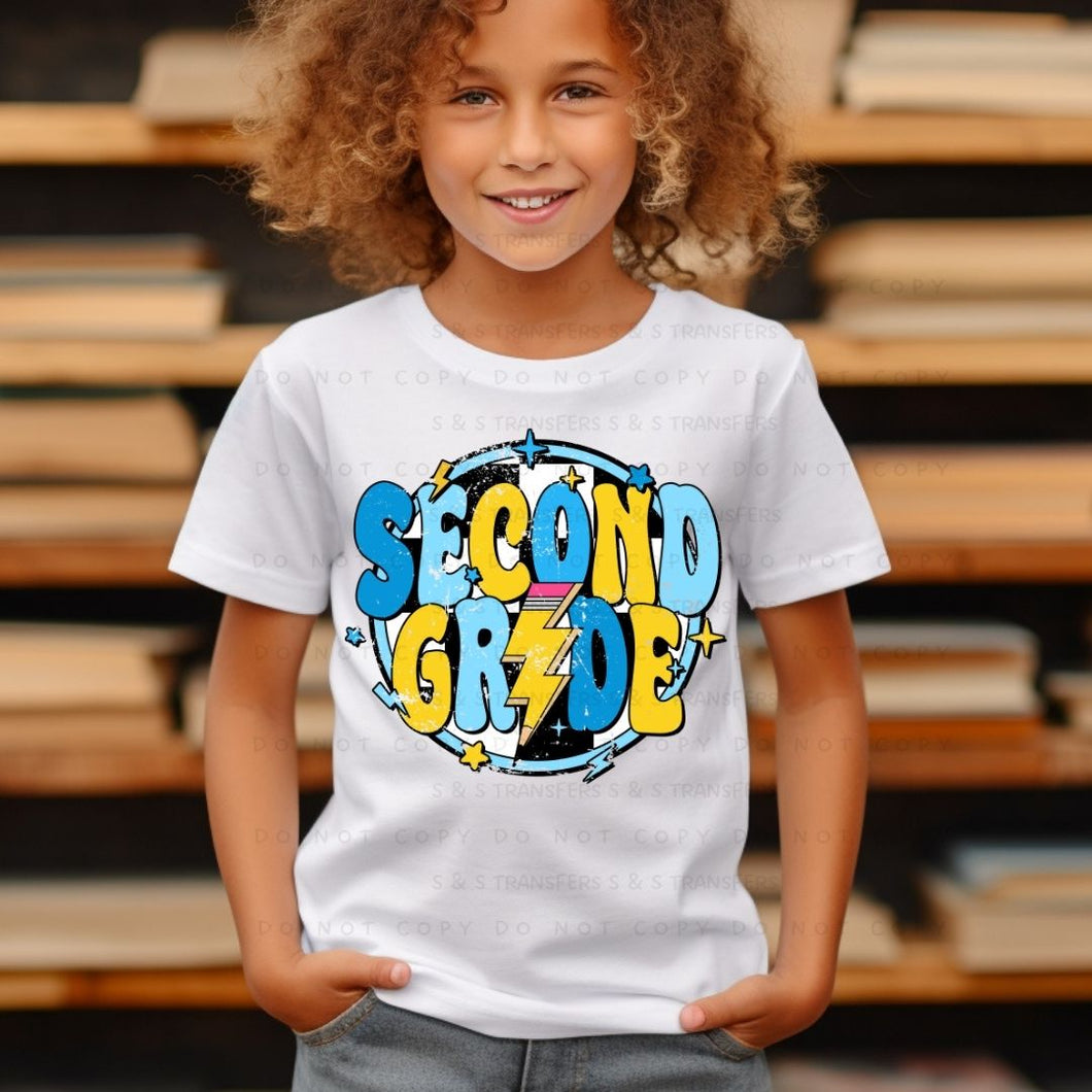 Blue Checkered Second Grade - DTF Transfer