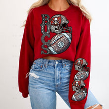 Load image into Gallery viewer, Rhinestone Football Skull Team Sleeve - DTF Transfer
