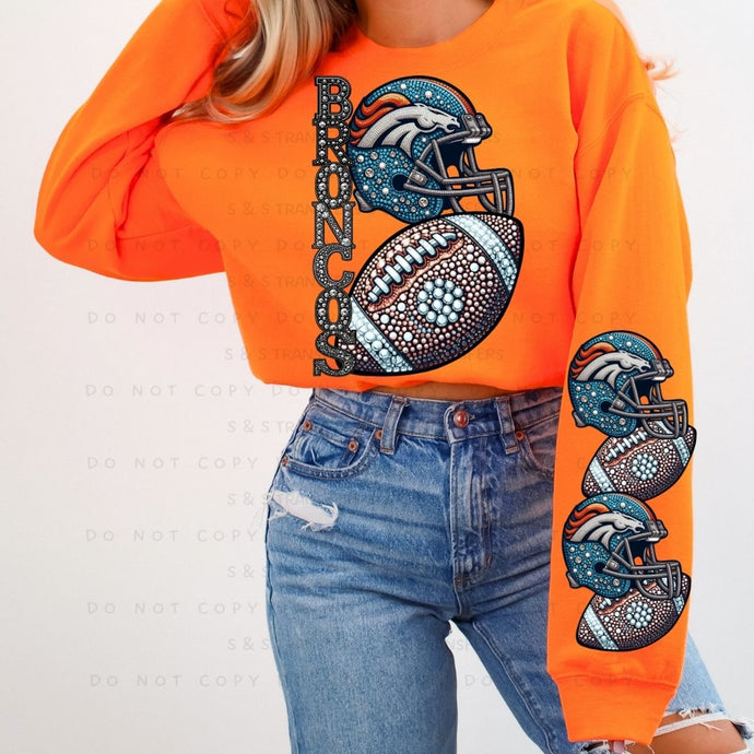 Rhinestone Football Wild Horse Team 1 - DTF Transfer
