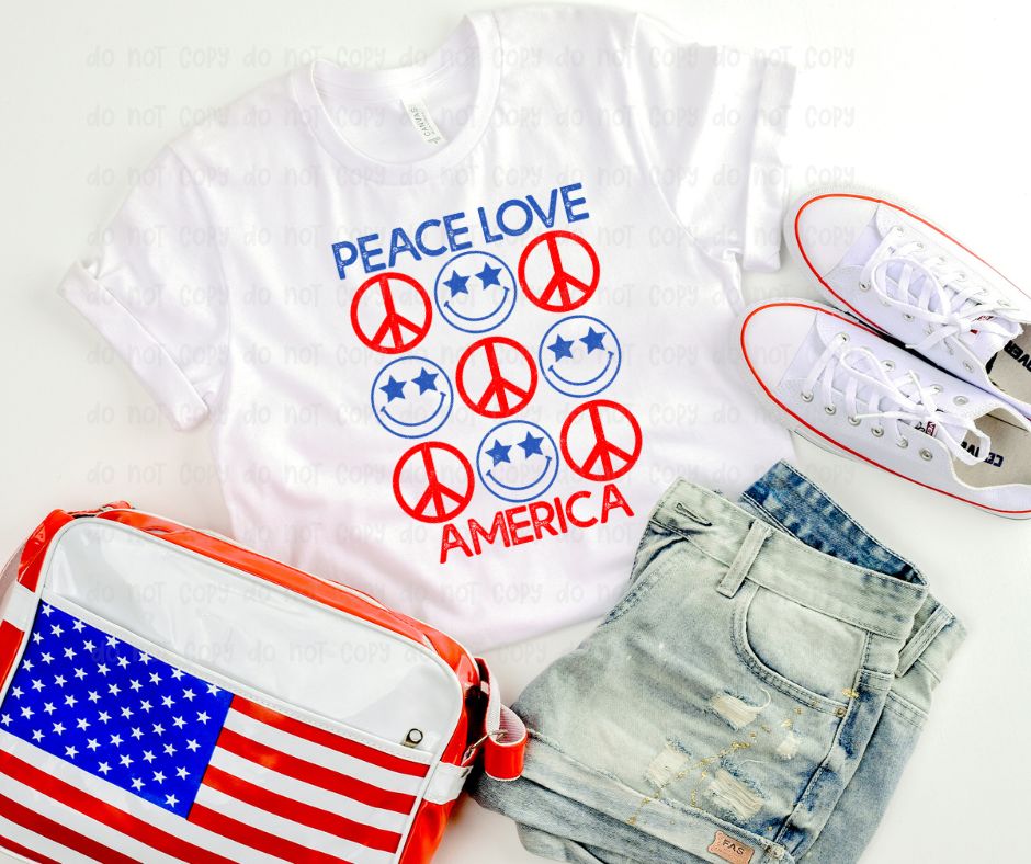 Blue Peace Love America - DTF Transfer