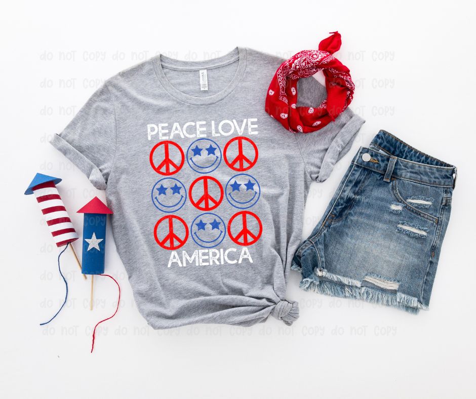 White Peace Love America - DTF Transfer