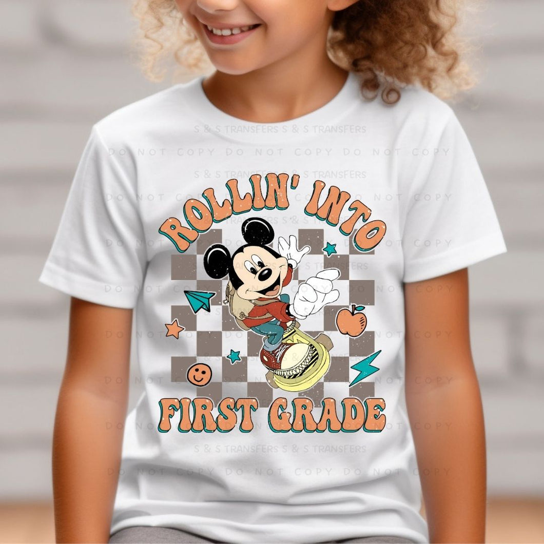 Rollin' Into First Grade Mouse - DTF Transfer