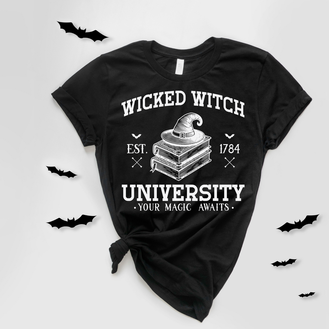 White Wicked Witch University- DTF Transfer