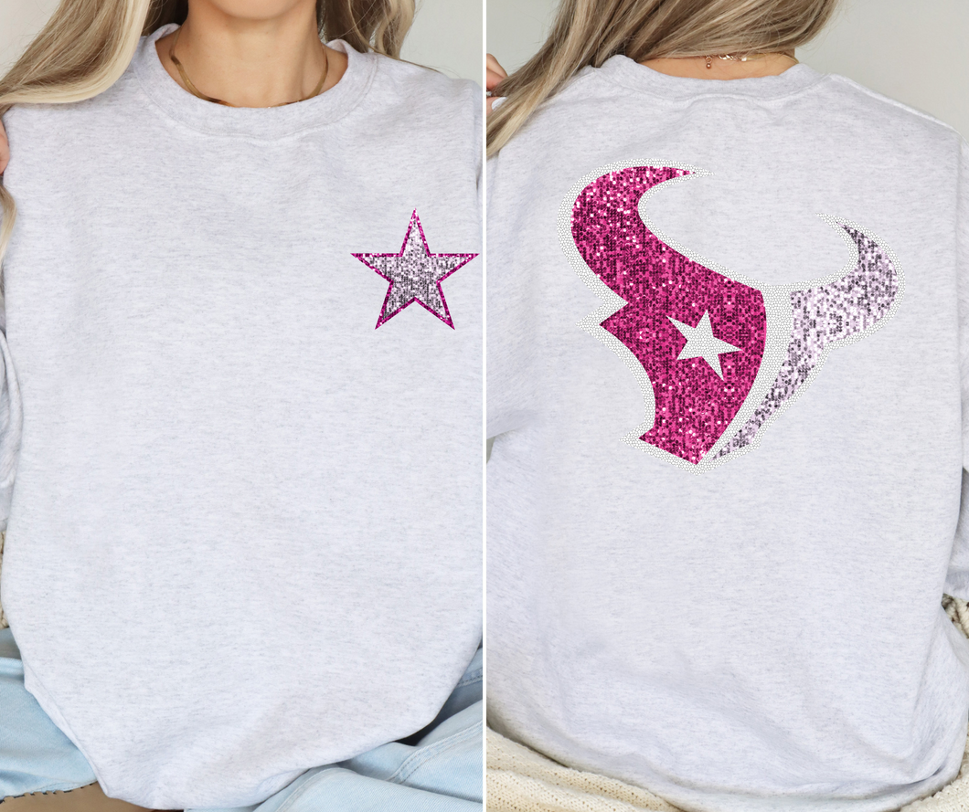 Pink Faux Sequin Texas Team- DTF Transfer