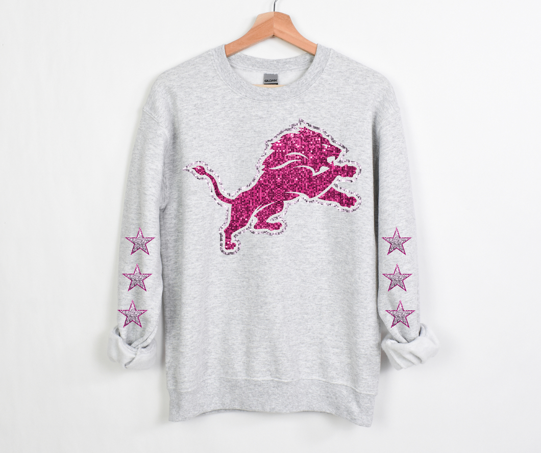 Pink Faux Sequin Lion Team- DTF Transfer