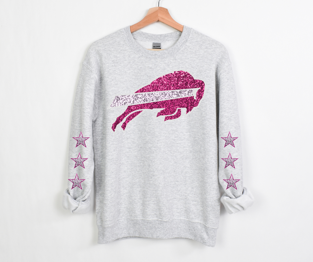 Pink Faux Sequin Buffalo Team- DTF Transfer