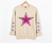 Load image into Gallery viewer, Pink Faux Sequin Blue Star Team- DTF Transfer
