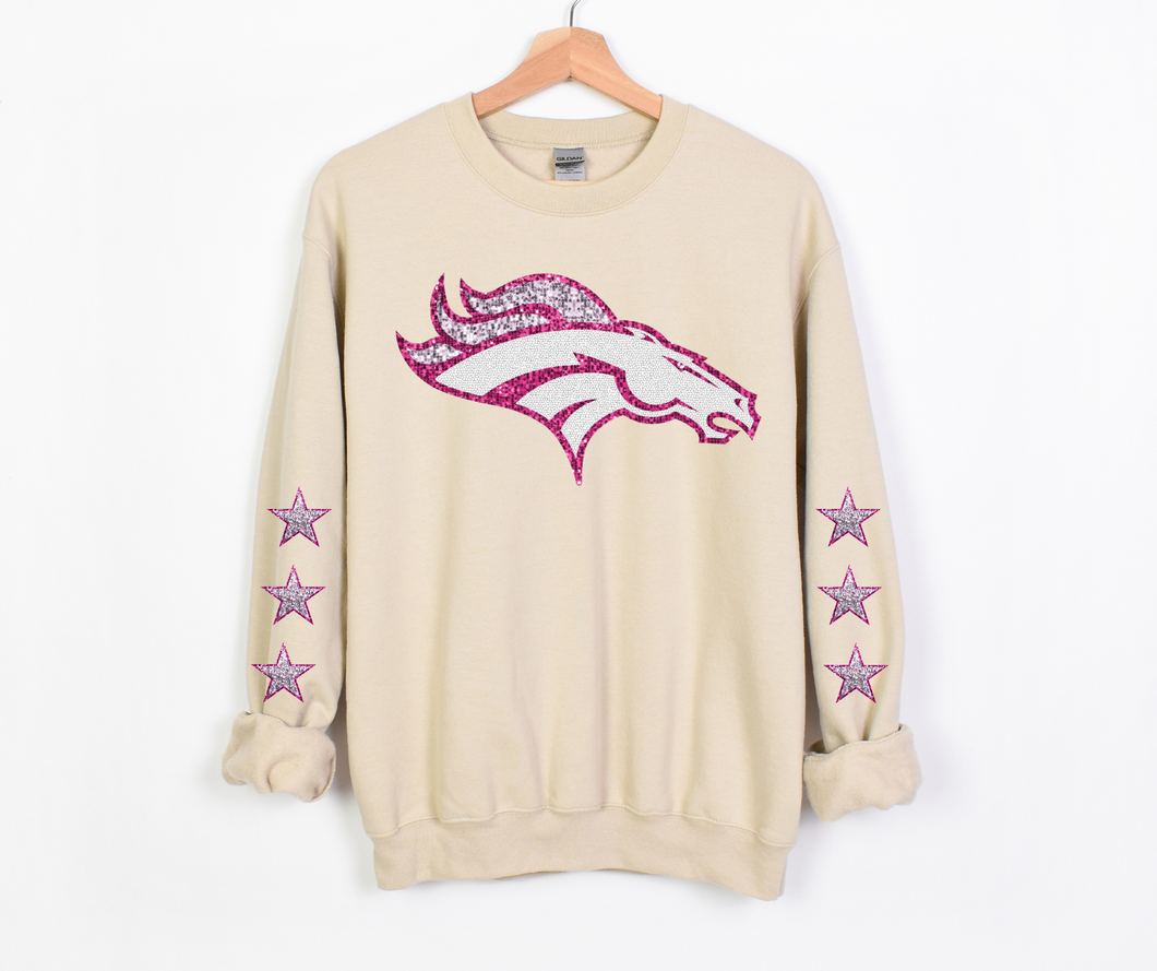 Pink Faux Sequin Horse Team- DTF Transfer