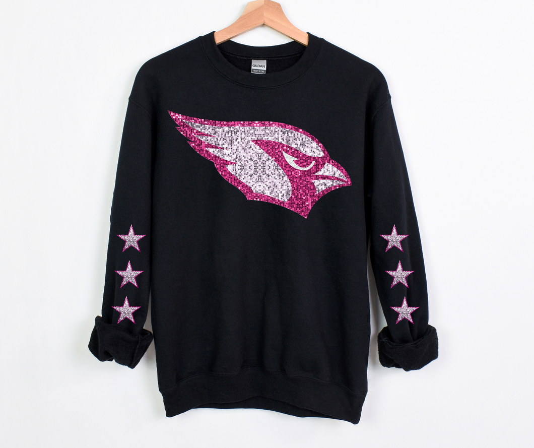 Pink Faux Sequin Red Bird Team- DTF Transfer