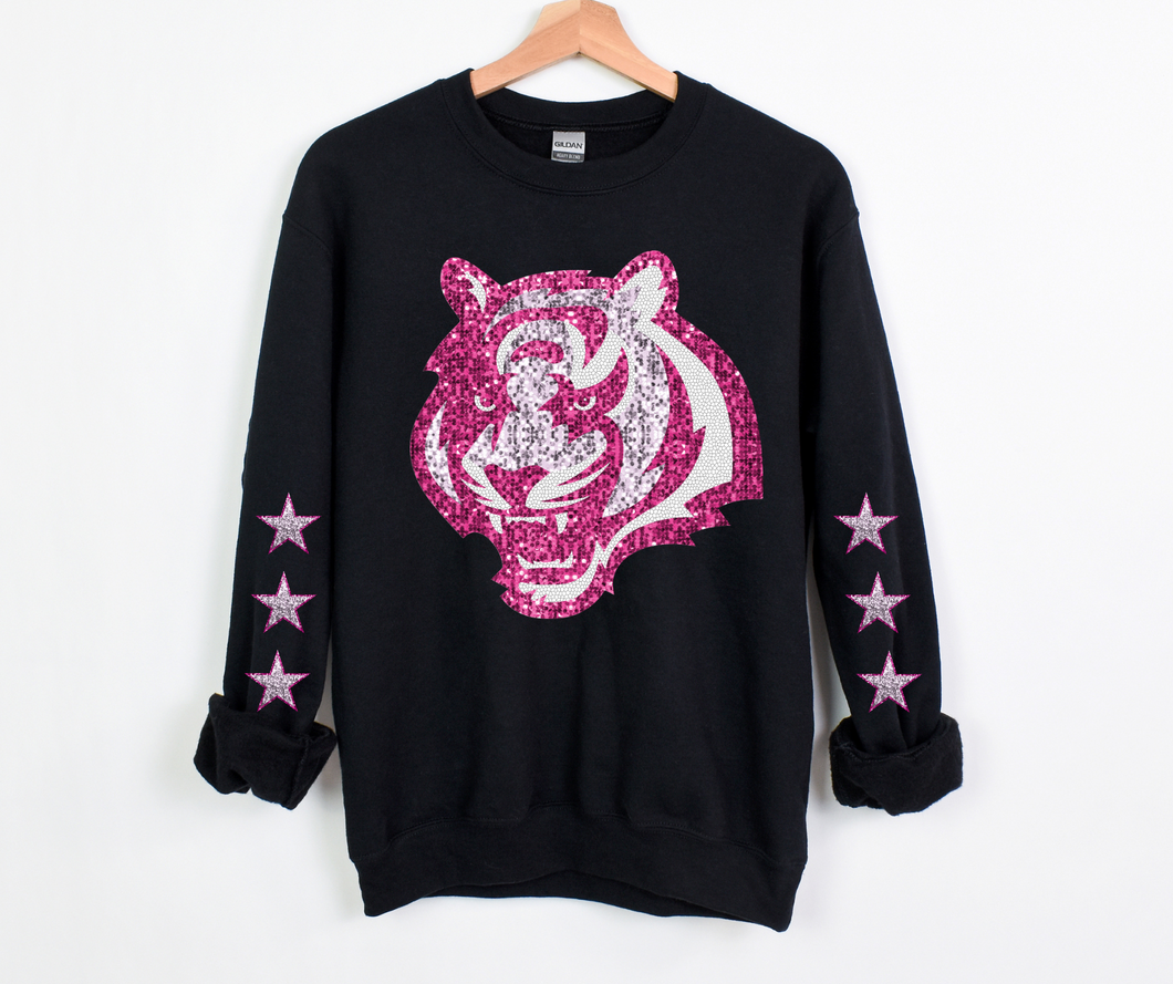 Pink Faux Sequin Big Cat Team- DTF Transfer