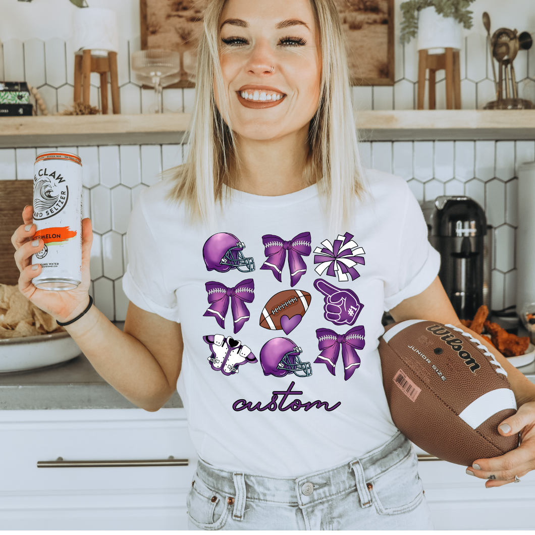 Purple Custom Football Coquette DTF Transfer