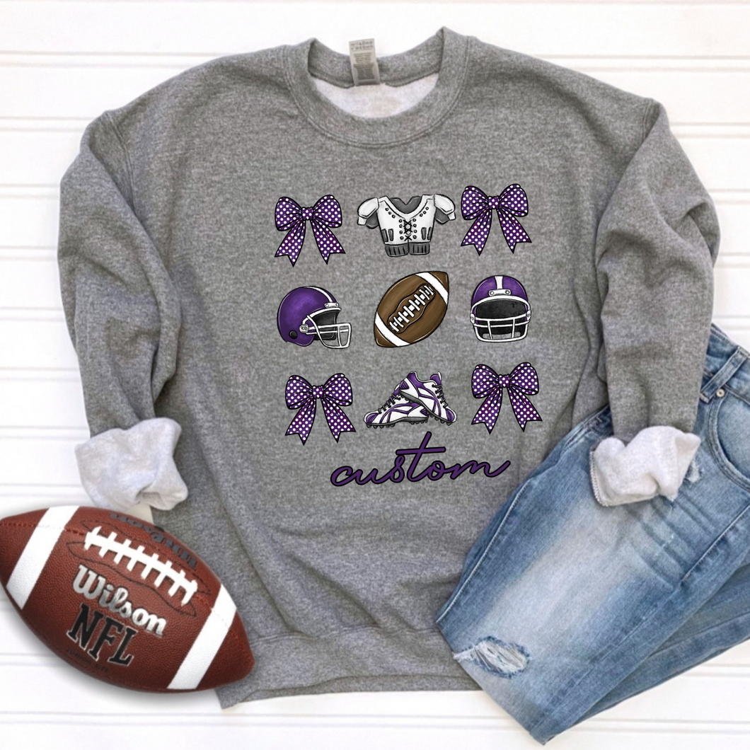 Purple Custom Football Gear DTF Transfer