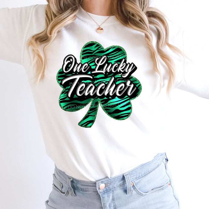 Green Shamrock One Lucky Teacher - DTF Transfer