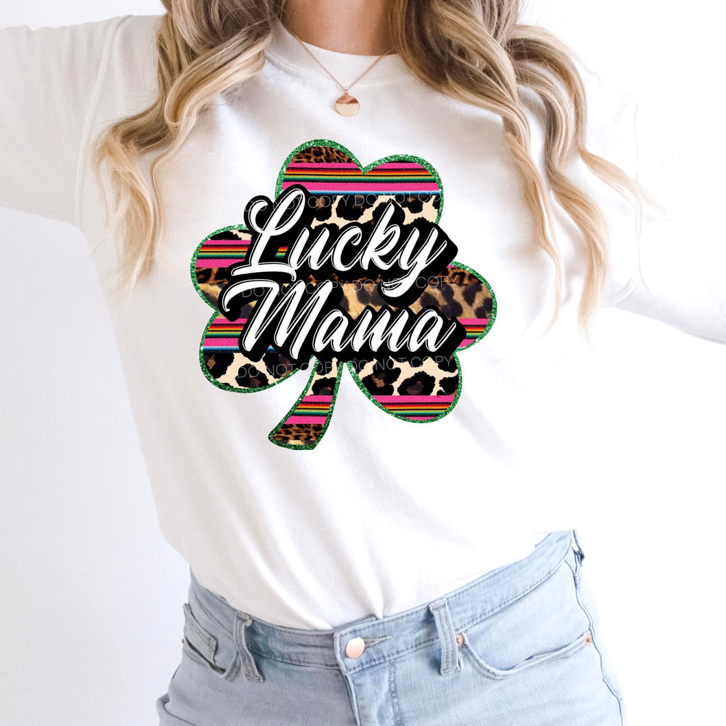 Lucky Mama Animal Print Shamrock TRANSFER