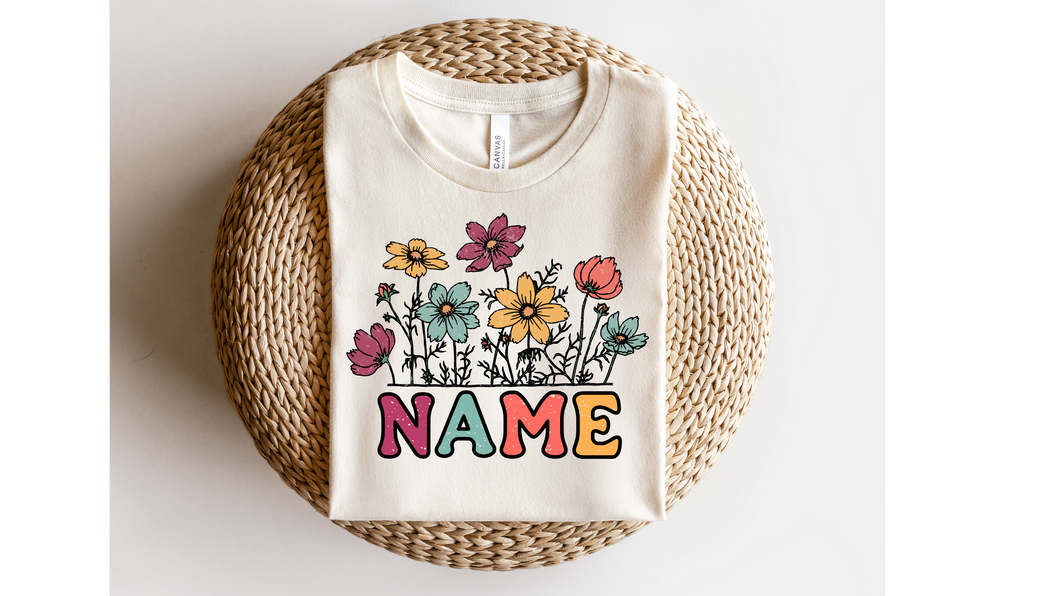 Custom Name Vintage Floral Transfer