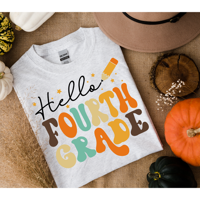 HELLO FALL FOURTH GRADE  - DTF Transfer