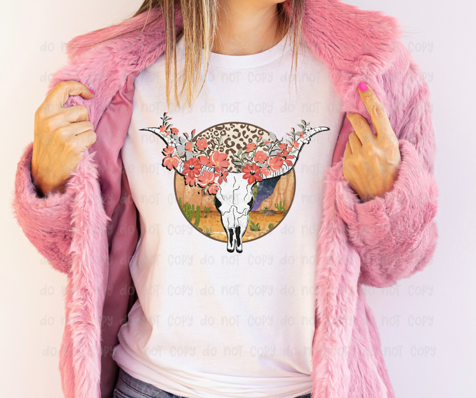 Floral Bull Skull - DTF Transfer