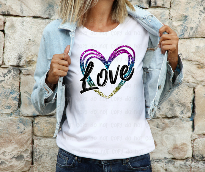 Glitter Love Heart - DTF Transfer