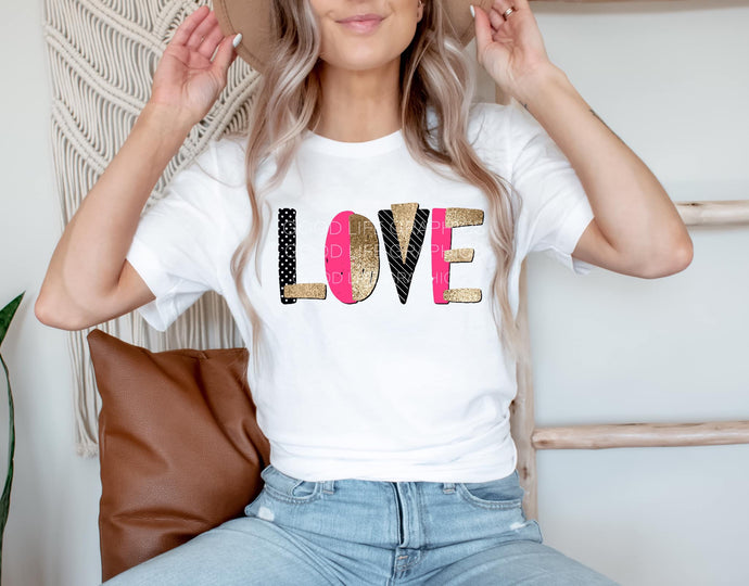Pink, Black and Gold Love - DTF Transfer